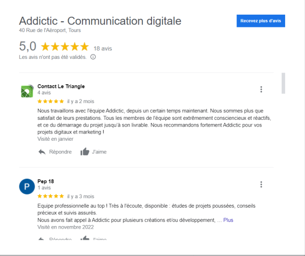 avis addictic google my business