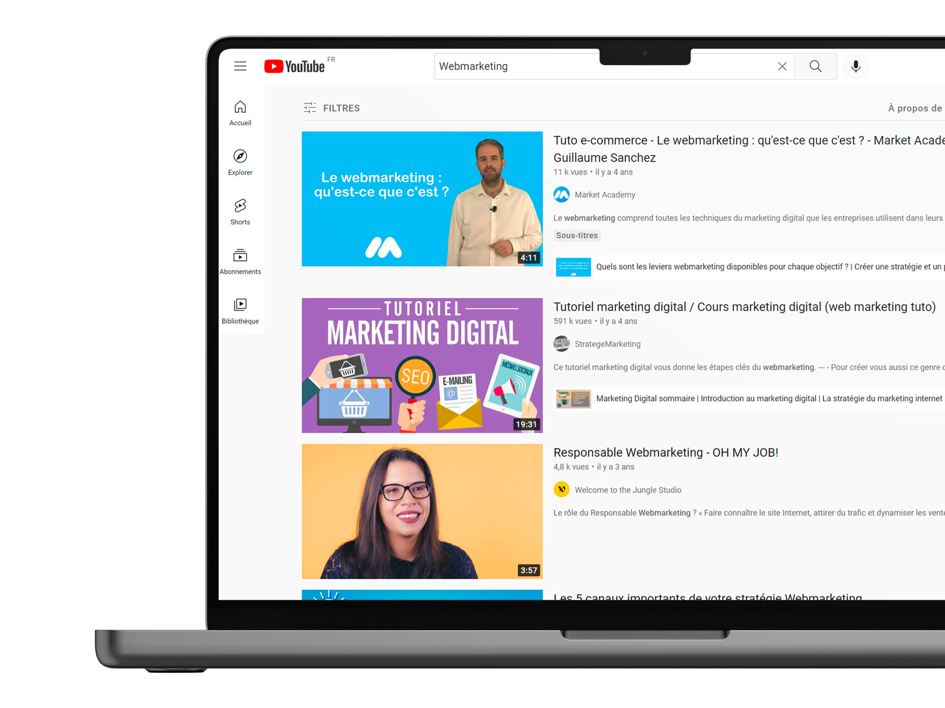 résultats de recherche youtube