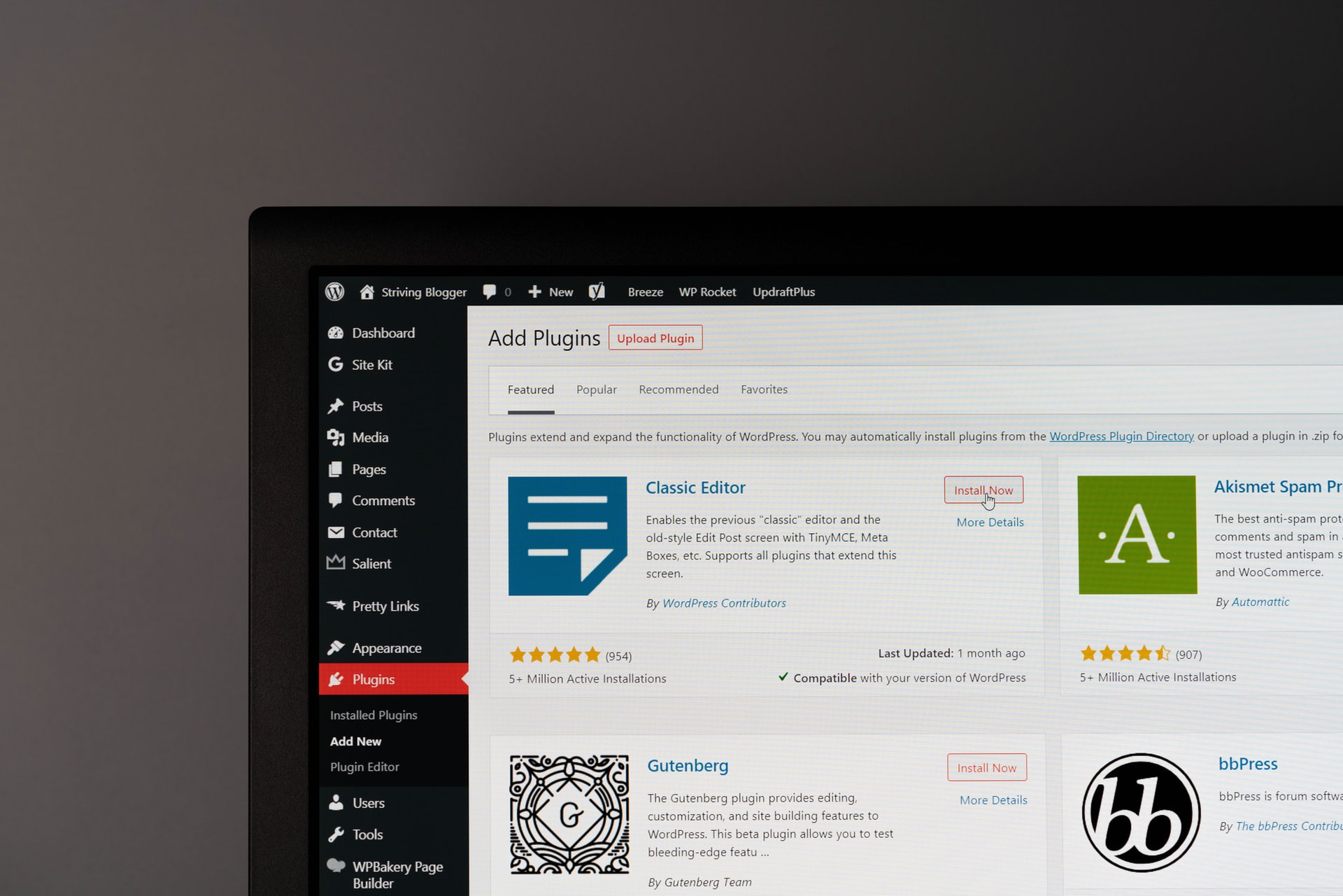 interface wordpress