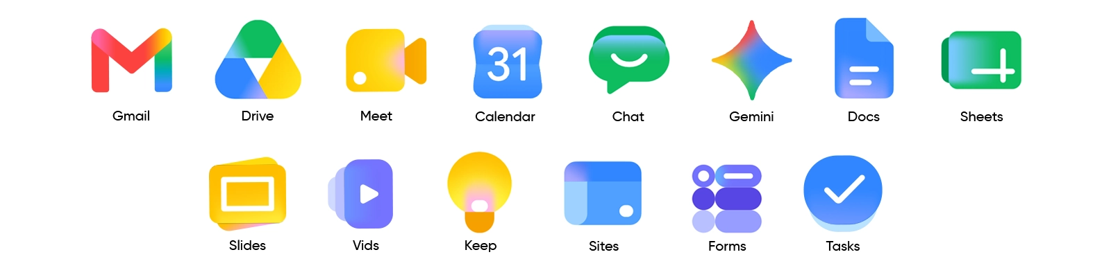 Refonte des pictos de la suite Google Workspace
