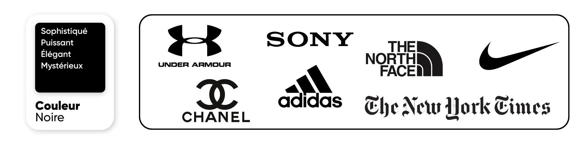 Signification de la couleur noire des logos de marques en marketing et communication