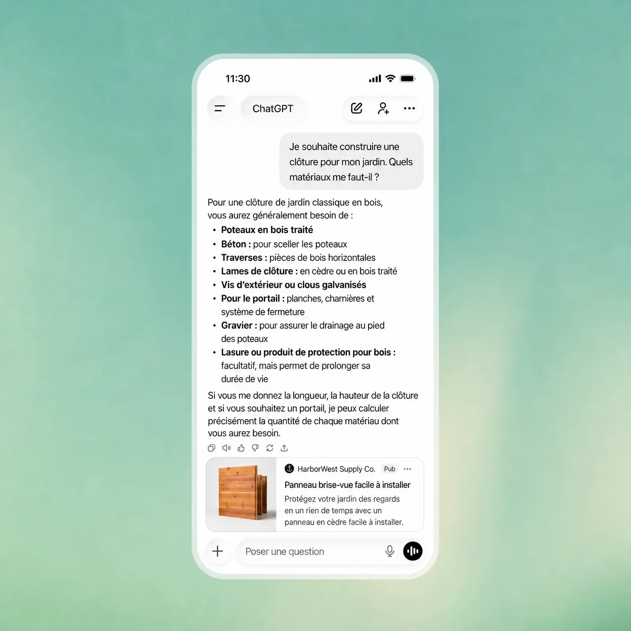 Exemple d'encart publicitaire avec ChatGPT Ads