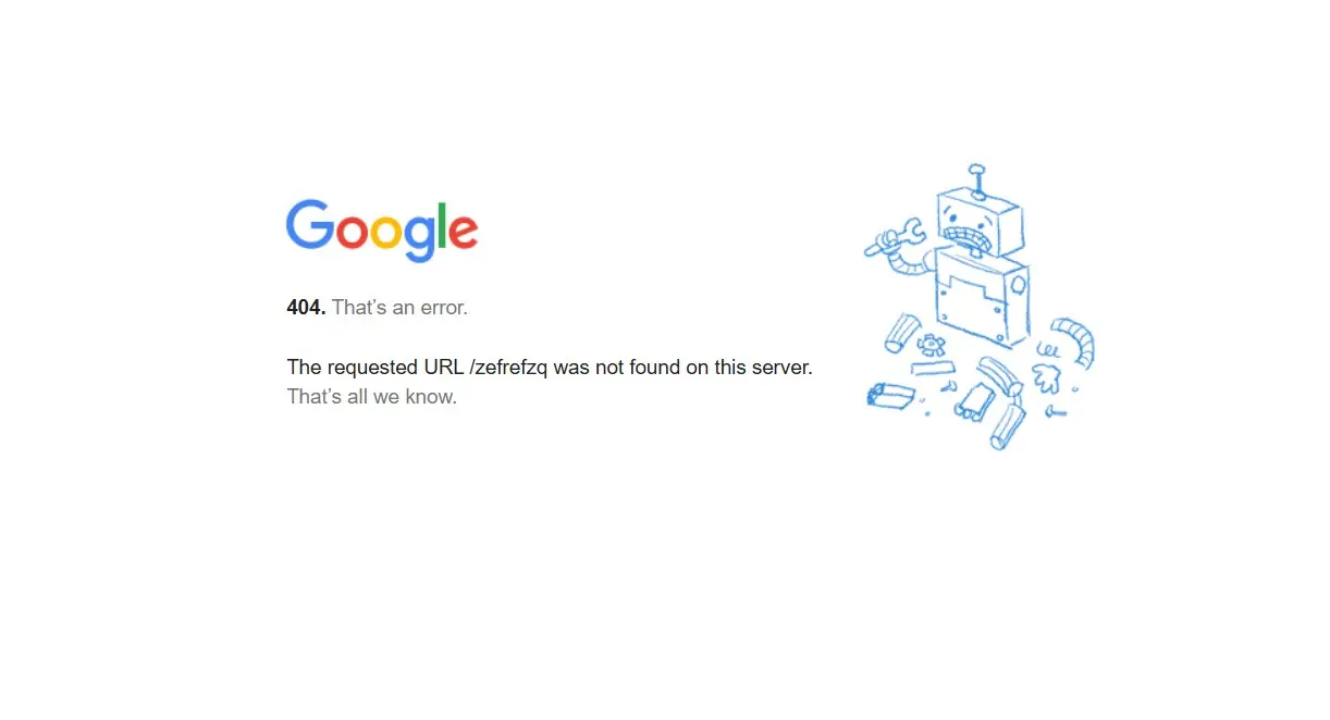 Code Erreur 404 Google