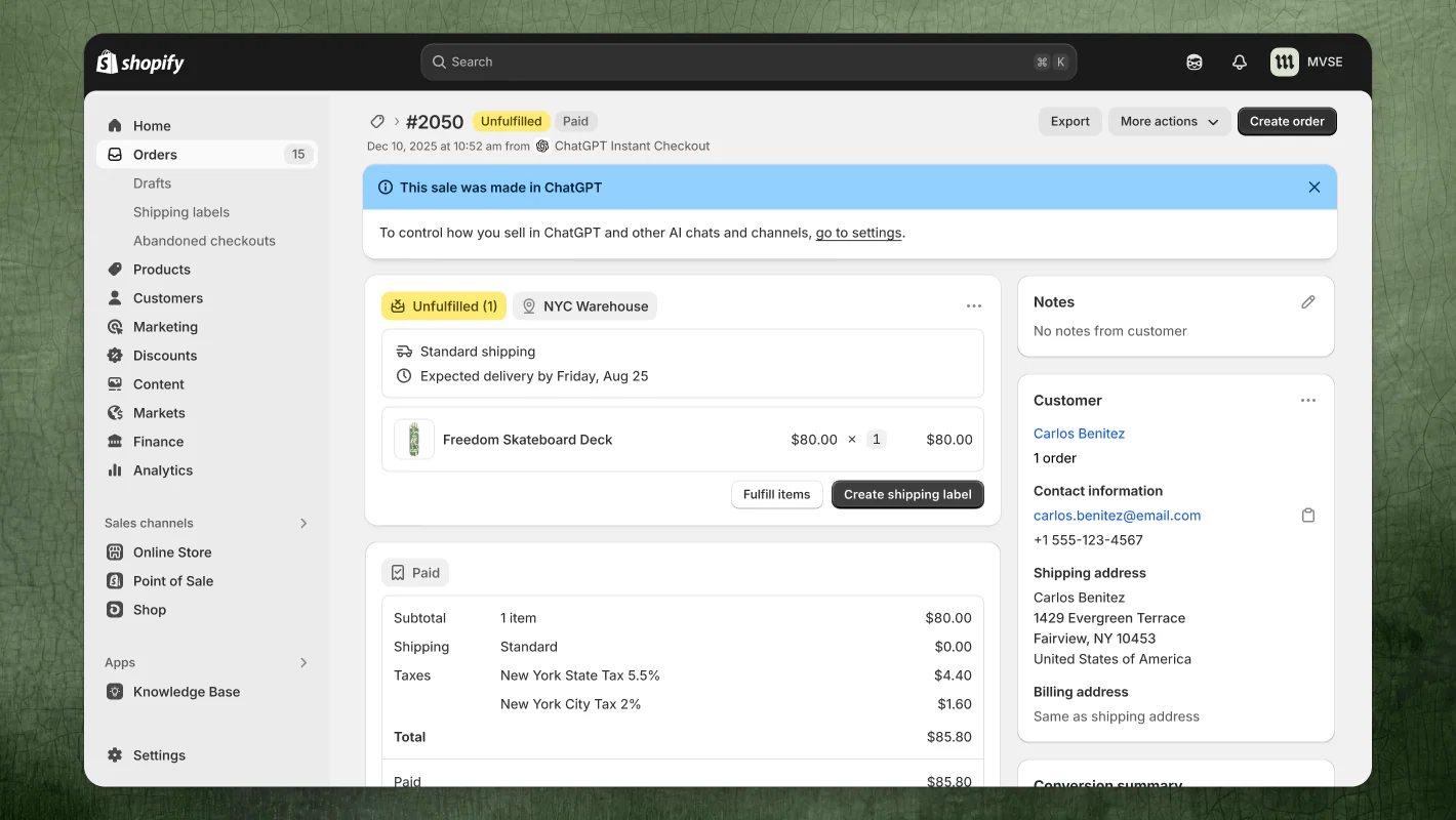 Shopify Agentic Storefronts