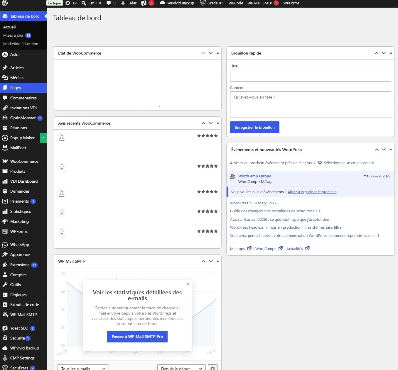 Interface modernisée du back office sous WordPress 7