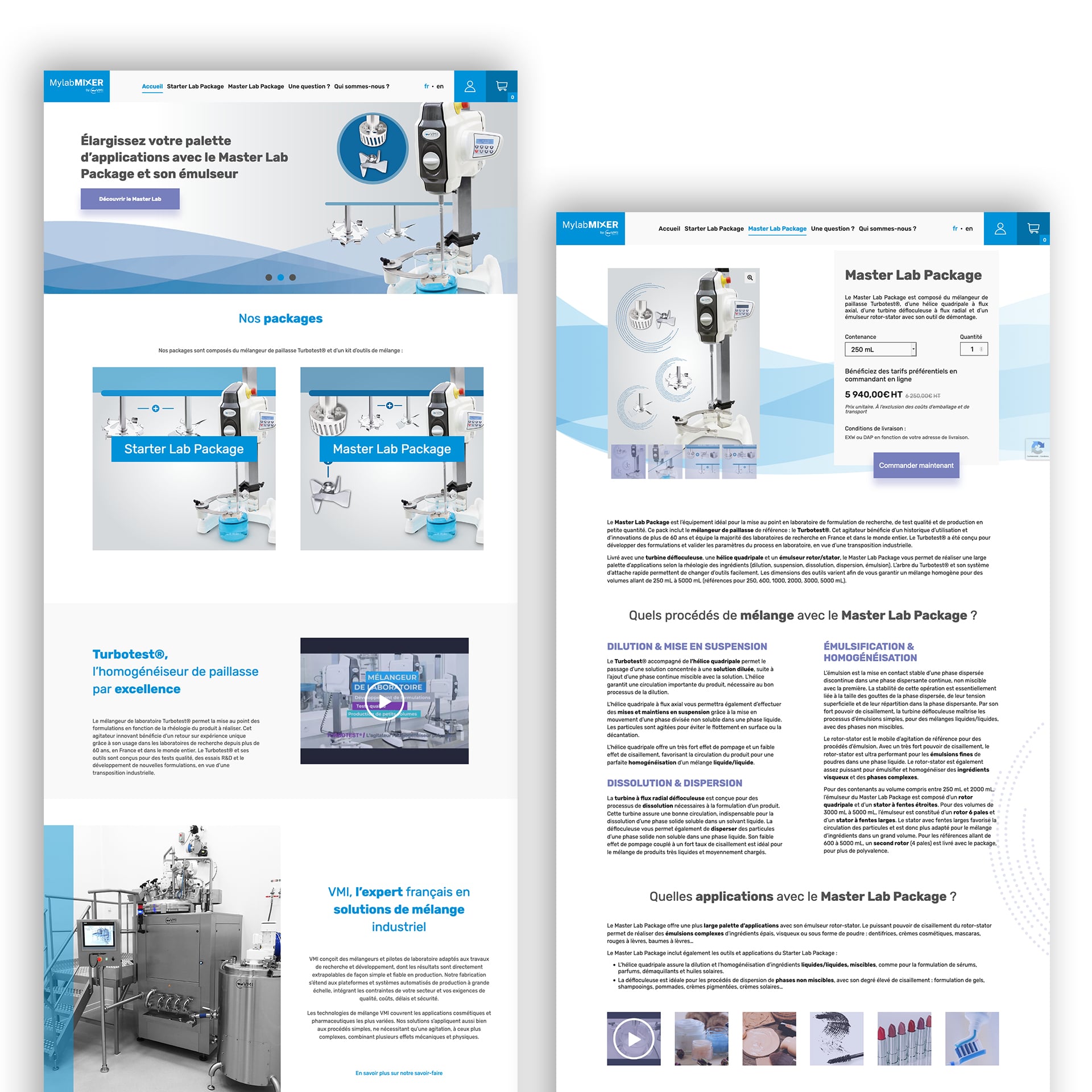 Maquettes site e-commerce MyLabMixer