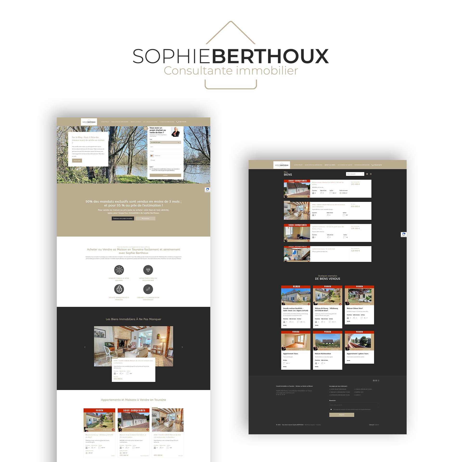 Maquette site conseil immobilier Sophie Berthoux